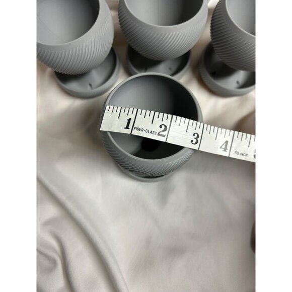 Set Of 3 Gray Succulent Pots With Ribbed Design 4" - Picture 2 of 4